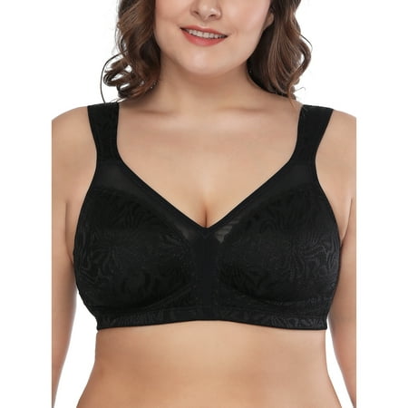 

Deyllo Women s Non Padded Wireless Plus Size Full Coverage Minimizer Bra Black 48H
