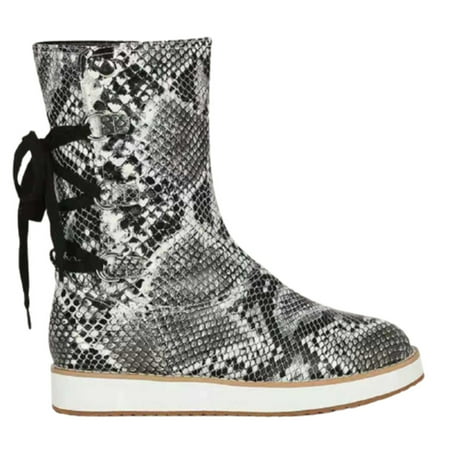 

Women s Boots Back Lace Up Snow Ankle Boots with Rubber Sole Anti Slip Winter Outdoor Supply 37 Snake Pattern