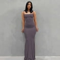 thumbnail image 1 of Women Sleeveless Fish Tail Dress  Solid Color Spaghetti Strap Bodycon Long Skirt, 1 of 2
