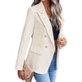 thumbnail image 5 of Women's Casual Loose Tweed Blazer Jacket Fashion Long Sleeve Outerwear Beige L, 5 of 7