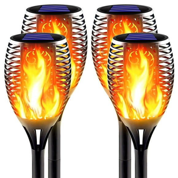 Awethone Solar Tiki Torches with Flickering Flame, Large Size Ultra-Bright Outdoor Torch Light with Auto On/Off, IP65 Waterproof Landscape Lighting Decor for G