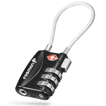 Travel Sentry Approved Lock - Fosmon Luggage Locks, TSA Approved 3 Digit Combination Resettable Padlocks for Travel Suitcase - Black