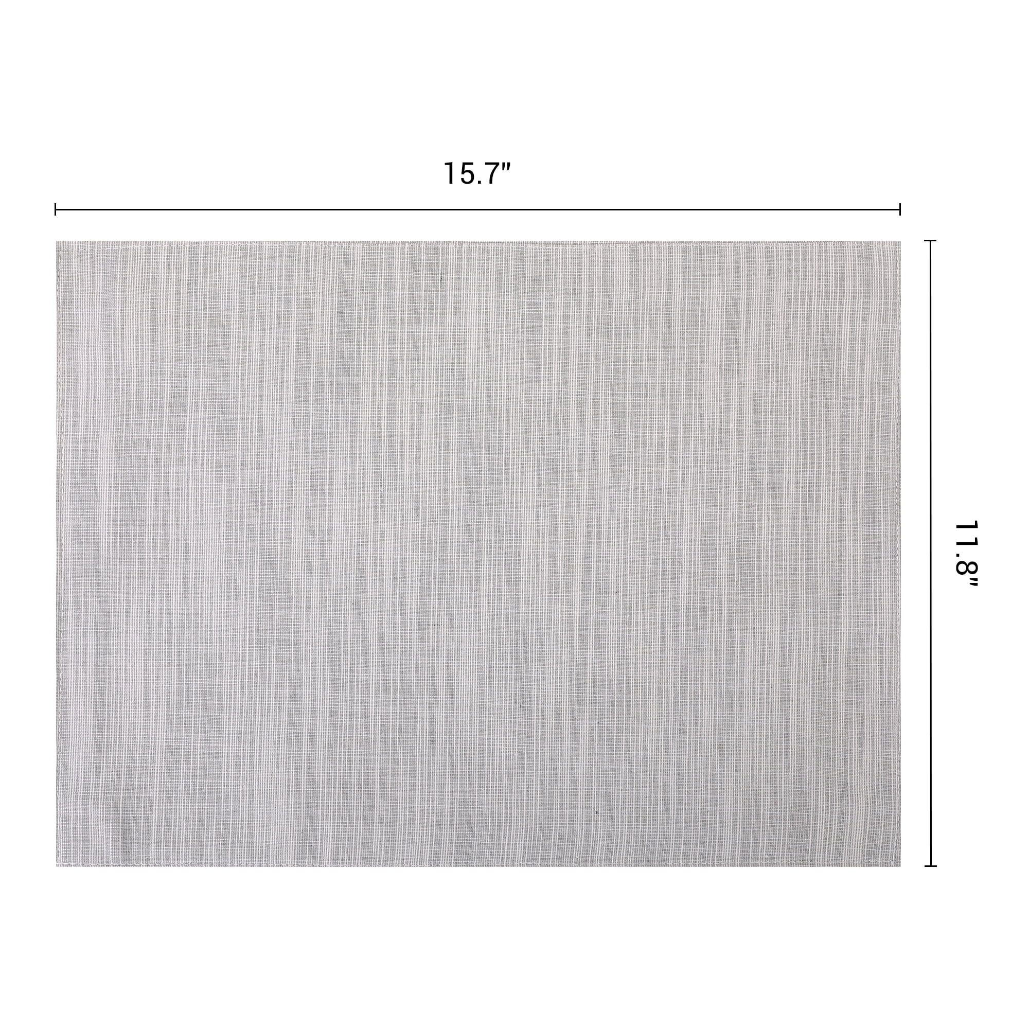 Unique Bargains 4Pcs Rustic Cotton Linen Blend Placemats Light Gray 15.7x11.8inch