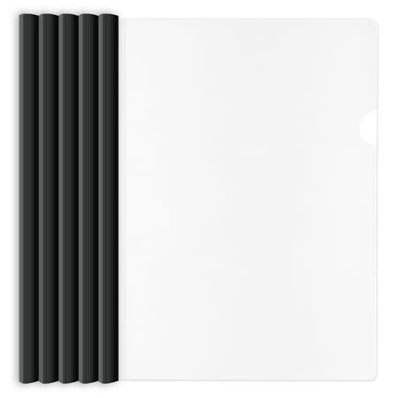 Binditek 40 Pack Letter Size Clear Report Covers with Sliding Bars, 40 Sheet Capacity, Black, PVC(plastic)