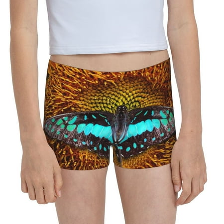 Pofeuu Butterfly Alighted On Sunflowers Print Soft Cotton Girls Boyshort panties Toddler Underwear-XX-Small