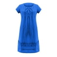 thumbnail image 4 of B91xZ Robes pour Femmes 2024 Robe Décontractée à Manches Courtes Col Carré Taille Élastique à Volants Robe Trapèze Mini, Bleu G, 4 of 5
