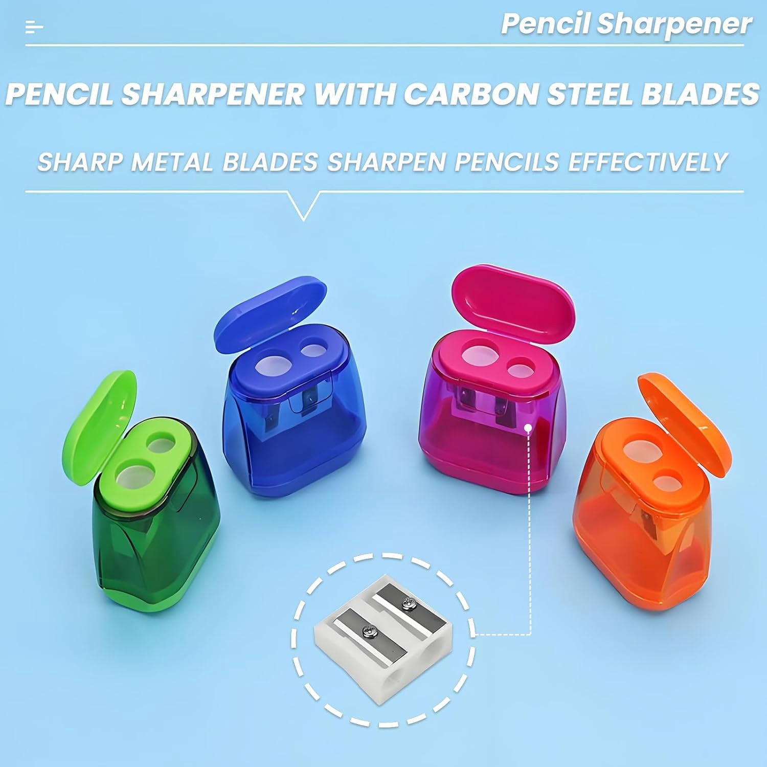 7-Pack Manual Pencil Sharpeners Compact & Portable, 4 Colors, Dual-Hole Design for Pencils, Crayons & Eyebrow Pencils Easy Clean, Travel Friendly$$Office