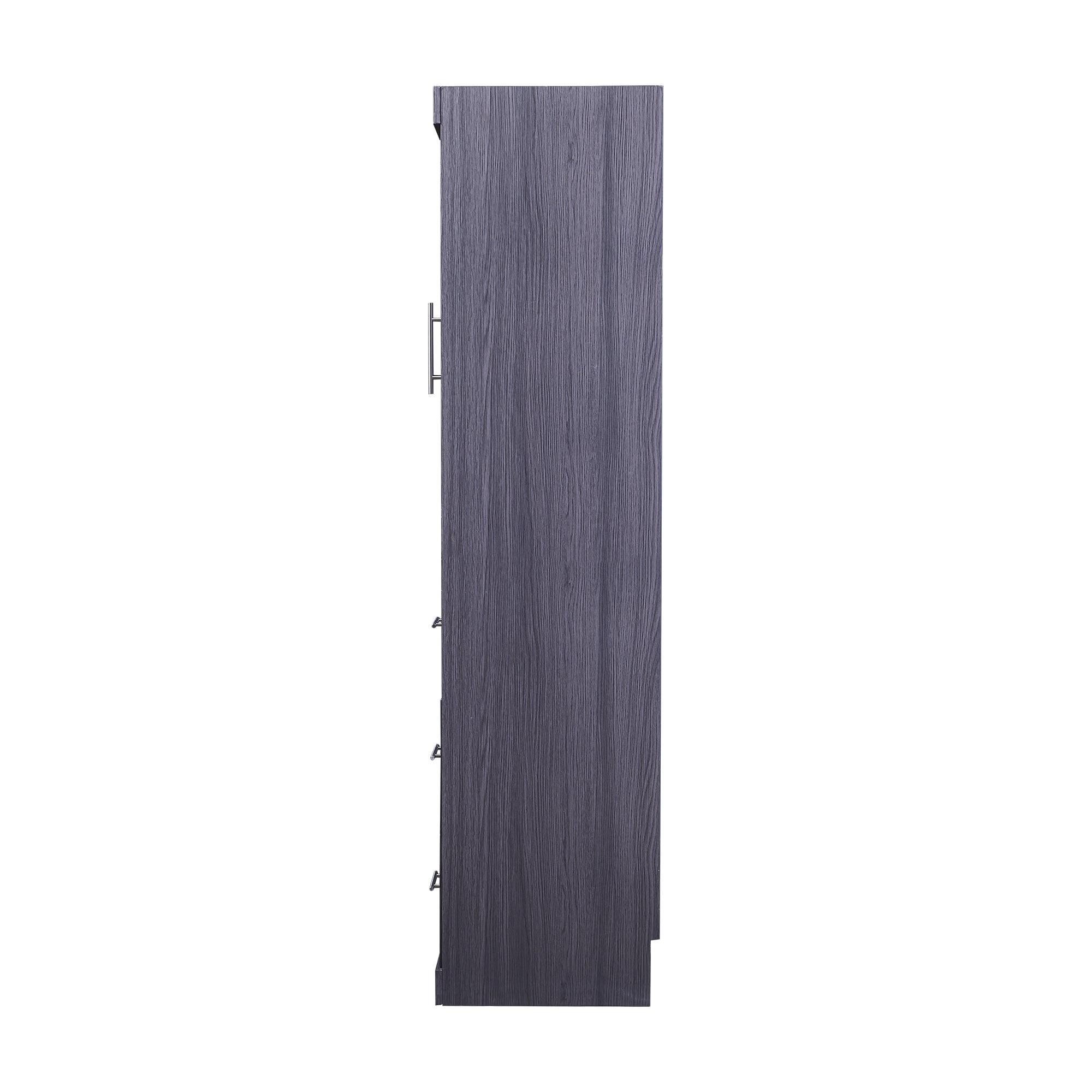 Euroco Wood Full Size Murphy Wall Bed with Wardrobe and Drawers for Living Room, Moveable Wardrobe and Drawers, Space-Saving & Easy Open and Close, Gray