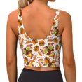 thumbnail image 3 of Haiem Burger Pattern Womens Sports Bra - U Neck Padded Low Impact Yoga Bra Workout Crop Top Gym Moisture-Wicking Workout Vest -, 3 of 9