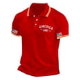 thumbnail image 4 of Men's 4th of July Graphic Polo Shirts Patriotic 250th Anniversary Shirt Short Sleeve Casual Comfort Fit Commemorative Print Collared Shirt For Independence Day Anniversary Celebration Red L, 4 of 5
