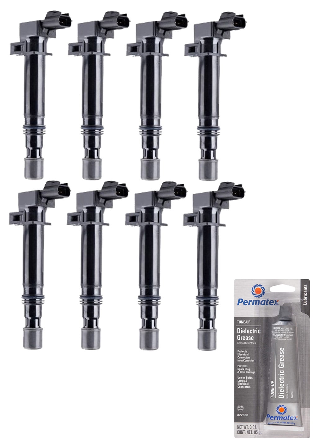 Set of 8 Ignition Coils and Permatex 22058 Dielectric TuneUp Grease