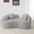 thumbnail image 2 of Newboti Furniture 66.93 Inch Curved Loveseat Grey Full Compression Sponge Sofa, Teddy Velvet Fabric, No-Assembly Compact Sofa for Small Spaces & Apartments, 350 lbs Capacity BN.9954, 2 of 16