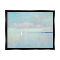 Stupell Industries Atmospheric Cloudy Ocean Scenery Lone Sailboat Floating Painting Jet Black Floating Framed Canvas Print Wall Art, Design by Katie Swatland