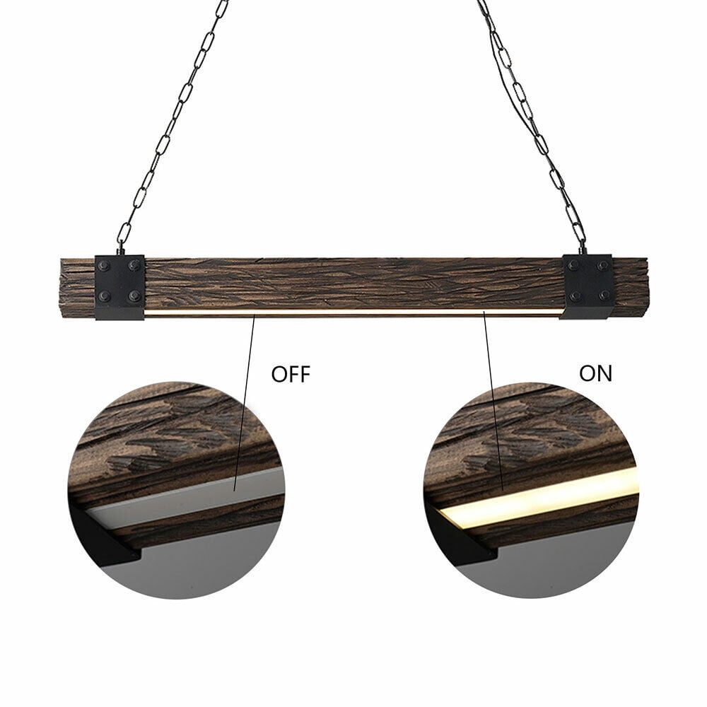 4-Light Warm White Chandelier Wooden Pendant Island Light Rustic Farmhouse Ceiling Lamp 110-120V