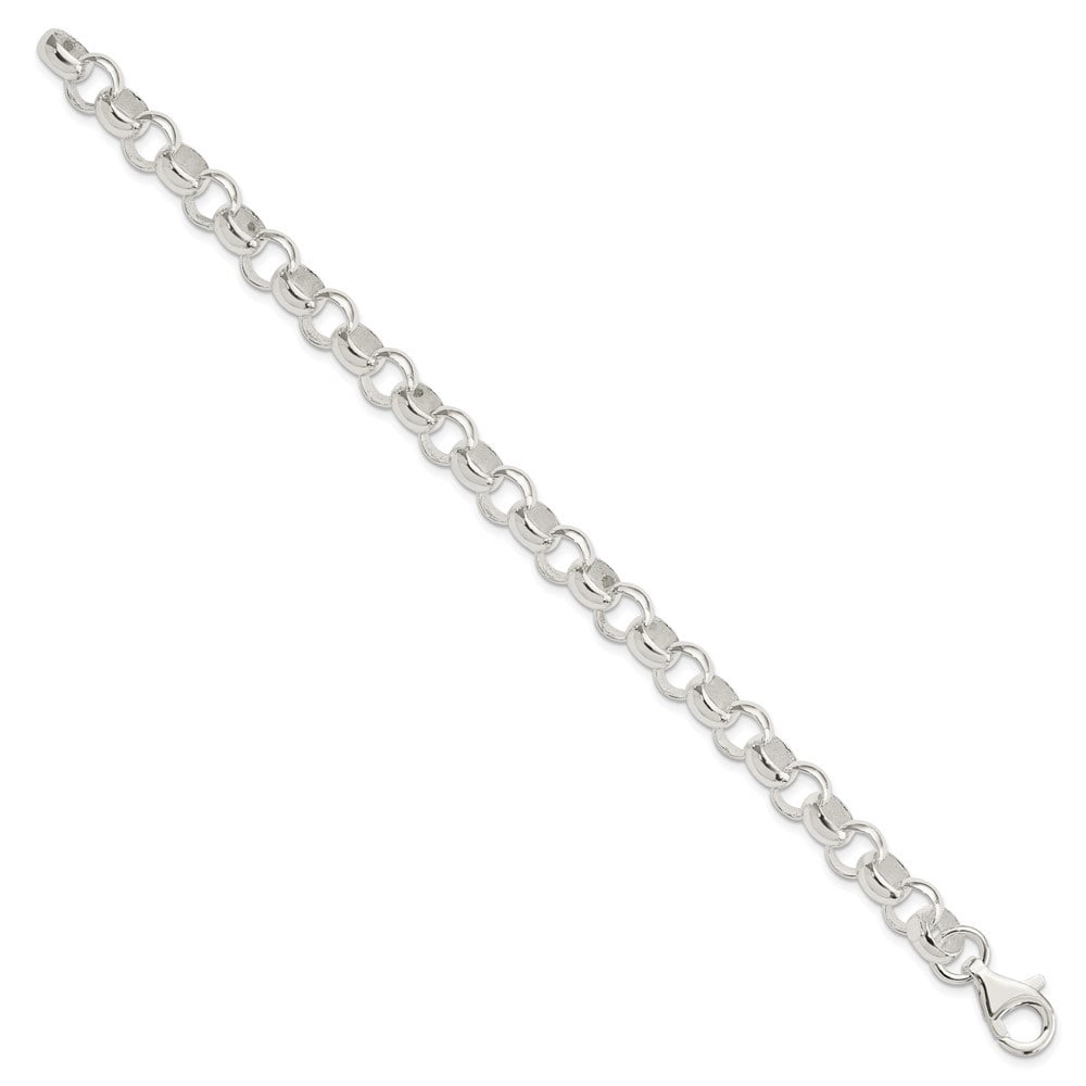 Diamond2Deal 925 Sterling Silver 8.00mm Belcher Light Rolo Chain Bracelet for Men 7.5"