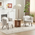 thumbnail image 3 of Furniliving Modern Vanity Chair, Cute Petal Accent Chair with Detachable Back and Heart-shaped Pillow, Faux Fur Vanity Makeup Chair, Upholstered Armchair for Living Room, Bedroom, Home Office. Beige, 3 of 9