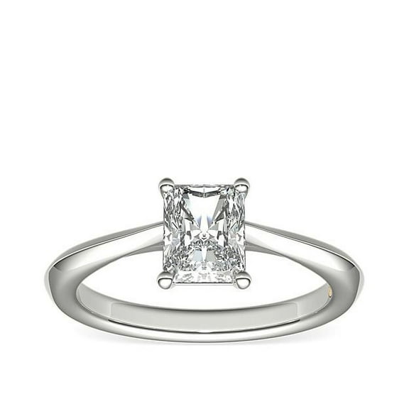 1.00 Ct Sparkle Solitaire VS1 Radiant Cut Genuine Diamond Ring for Engagement and Anniversary Solid 14K White Gold Size 7