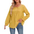 thumbnail image 1 of Casual Mujer Blusa de algodón O-cuello Botón de manga larga Camiseta suelta sólida Tops Abanopi Blusa, 1 of 7
