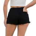thumbnail image 5 of Women's Vintage Washed Ripped Denim Shorts High Waist Curvy Fit, 3-Inch Inseam Stretch Jean Shorts with Frayed Hem,Black L, 5 of 5