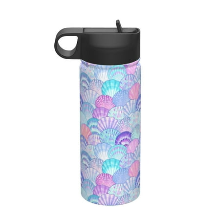 

Gaeub Watercolor Sea Shells 1 Printed 18oz Sports Insulated Kettle With Straw Sports Insulated Bottle Water Bottle For Running Hiking Cycling Climbing Mens Womans Insulated Water Bottle