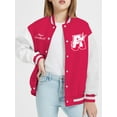 thumbnail image 2 of Mikrdoo Girls's Varsity Baseball Jacket Casual Embroidery College Fleece Warm Jacket Coat, 2 of 9
