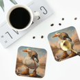 thumbnail image 4 of Picia Hiking Duck Printed Leather Coasters for Drinks, 4" Drink Coasters Set of 4 for Tabletop Protection, Handmade Luxurious Home Décor and Housewarming Gift -Square, 4 of 6
