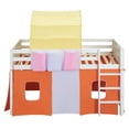 thumbnail image 5 of Twin Size Loft Bed with Tent and Tower and Three Pockets, Wooden Loft Beds Frame with Sturdy Construction & Unique Design, Wood High Loft Beds with Ladder(Orange, Twin), 5 of 9