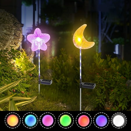 

IWRUHZY Solar Garden Lights 2 Pack Upgraded Solar Outdoor Lights 7 Color Changing Lights for Garden Decor Yard Decor Outdoor Decor Gifts for Women
