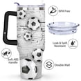 thumbnail image 2 of 40 Oz Football Themed Tumbler with Handle and Straw, Double Wall Vacuum Reusable Stainless Steel Water Bottle Leak Proof Insulated Travel Mug Iced Coffee Cup Perfect Gift for Birthday, 2 of 5