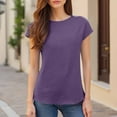 thumbnail image 2 of Endives Women's Short Sleeve T Shirts Casual Solid Color Tops Basic Loose Crew Neck Pullover Tee, 2 of 8