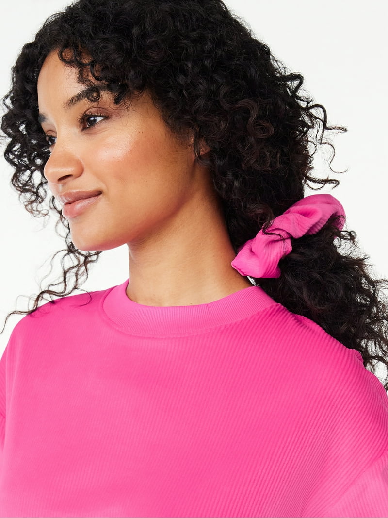 Joyspun Women's Ribbed Velour Top and Pants Pajama Set with