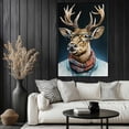 thumbnail image 5 of Vintage Deer Canvas Wall Art with Glasses and Scarf | Unique animal portrait, ready to hang décor, ideal for study or living room, 5 of 7
