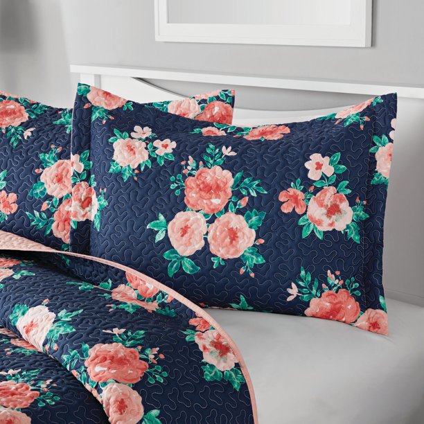 Mainstays Floral Quilt and Sham Bedding Collection, 1 Each Walmart