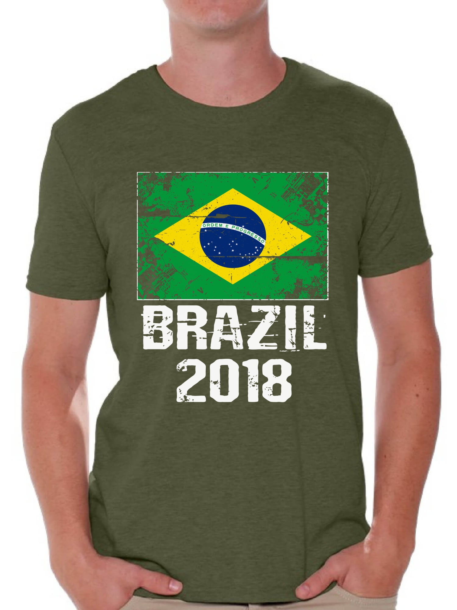 100/% PURE BRAZILIAN Novelty Fun Themed Mens T-Shirt Flag Brazil