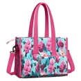 thumbnail image 2 of Teacher Tote Bag,Pioneer Flower Floral Print Pattern Teacher Utility Tote Bag,Large Work Tote Bags for Women with Multiple Pockets,Top Zipper Closure,13.8x10.6x6.7 Inch, 2 of 5