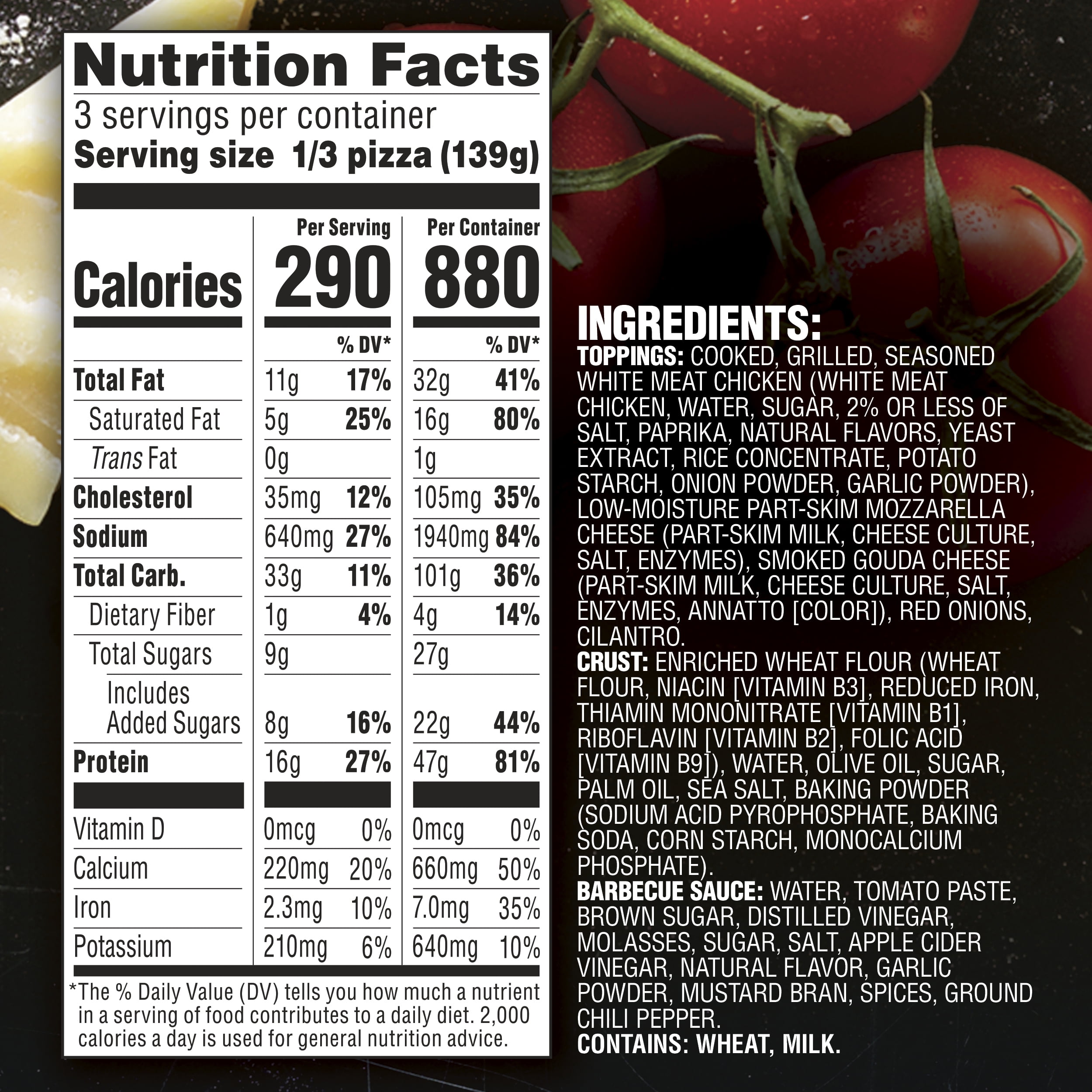 California Pizza Kitchen Frozen Cauliflower Crust Nutrition Facts