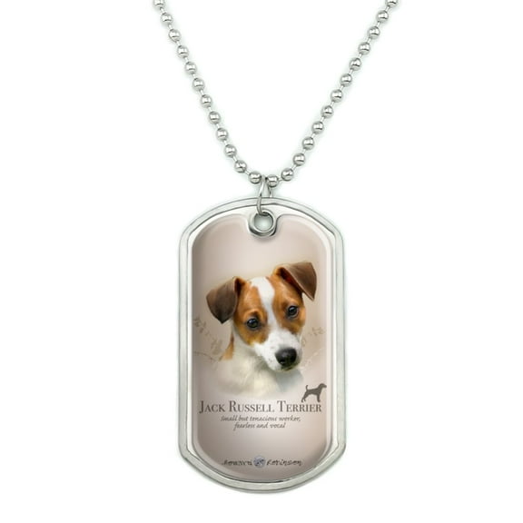 Jack Russell Terrier Dog Breed Military Dog Tag Pendant Necklace with Chain