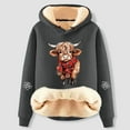 thumbnail image 2 of YUEHUA Sherpa Lined Hoodie Women Highland Cow Graphic Pullover Jumper Thicken College Hooded Sweatshirts, 2 of 5
