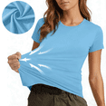 thumbnail image 5 of Bosfbaoi T Shirts For Women Solid-color Crew Neck Tops Spandex Athletic Short-sleeved Top, 5 of 7