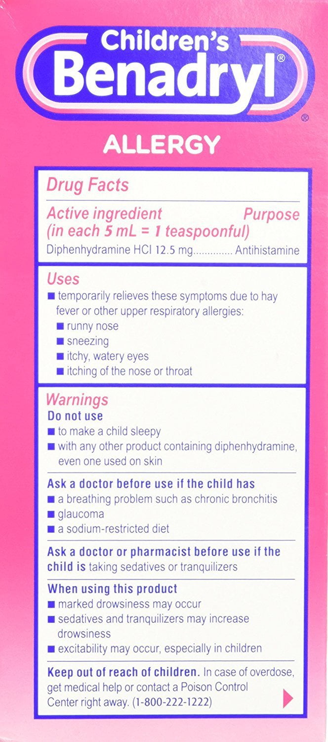 Children's Benadryl Antihistamine Allergy Cherry Alcohol-Free 8 oz, 2-Pack