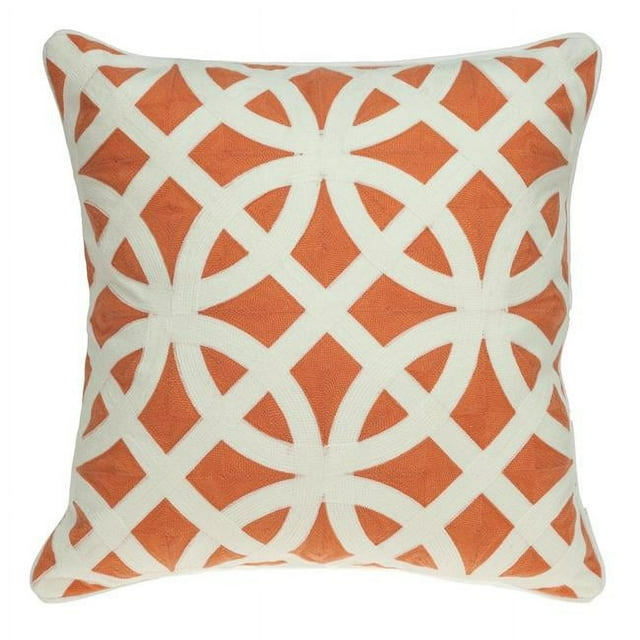Parkland Collection PILA11025P Chano Orange & White Square Transitional Pillow Cover with Poly Insert - 20 x 20 x 7 in.