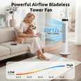 thumbnail image 3 of Blazezo Tower Fan With Remote, 64° Oscillating Bladeless Cooling Fan, 28dB Quiet Standing Floor Fan for Bedroom Home Office, 5 Speeds 4 Modes 12H Timer, 3 of 8