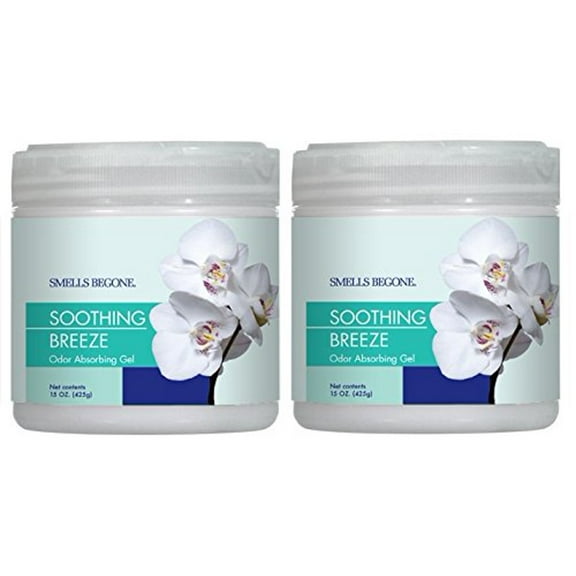SMELLS BEGONE 15oz (2-Pack) Odor Absorber Gel - Air Freshener & Odor Control - Soothing Breeze Scent