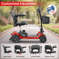 thumbnail image 5 of SEIZEEN Mobility Scooter for Seniors Adults, Heavy-Duty Foldable Electric Powered Scooter, 360° Swivel Adjustable Seat, 330 lb Capacity, 12.5 Miles Range, LED Headlight, Red, 5 of 7