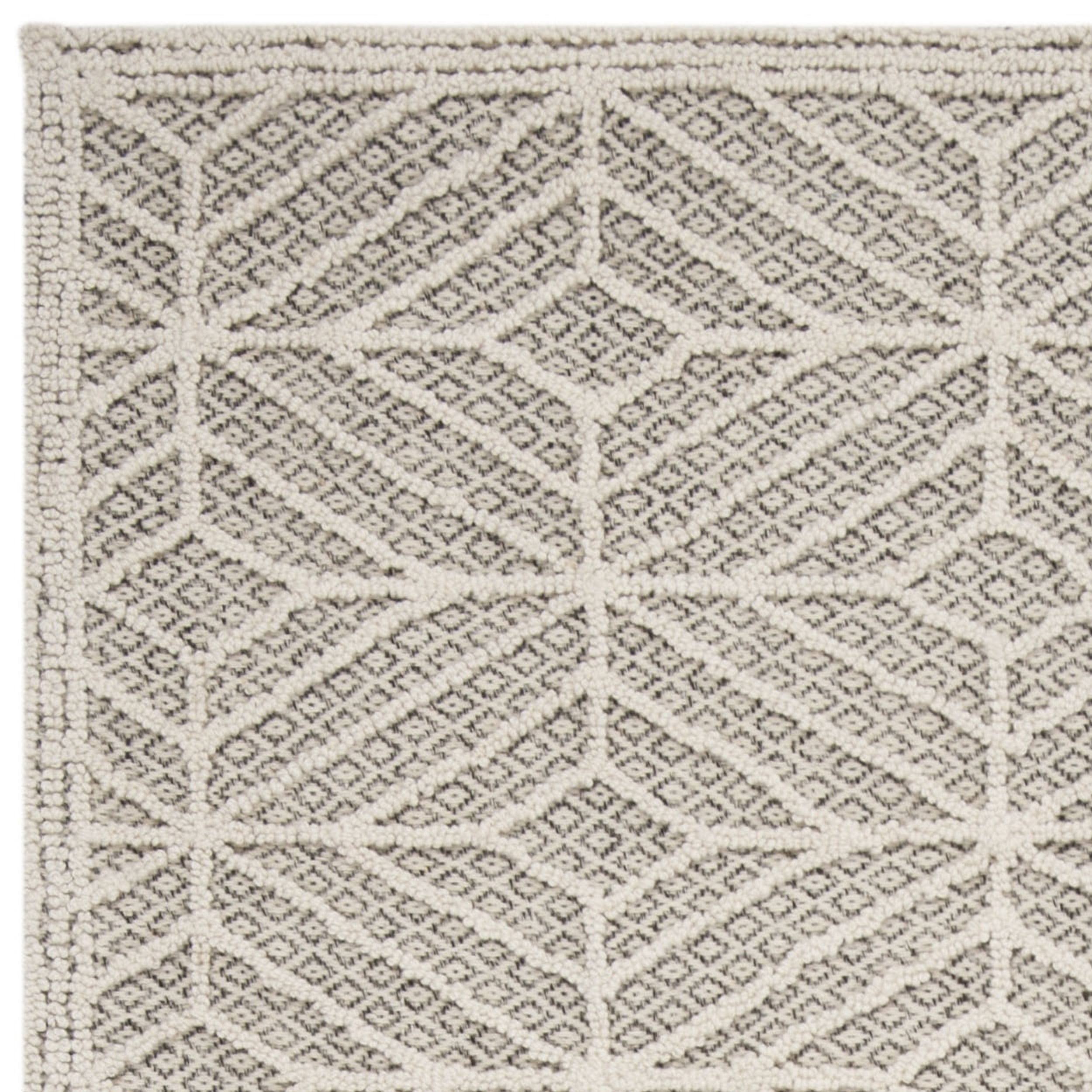 SAFAVIEH Trace Gervase Geometric Diamonds Wool Area Rug, Ivory/Black, 4' x 6'