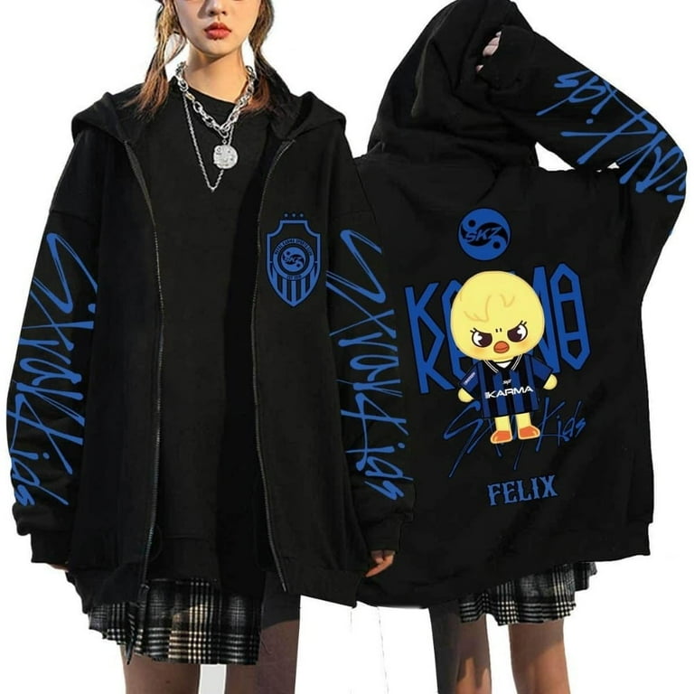 kpop Stray Kids SKZ Karma Merch Zip Up Hooded Drawstring Pocket