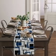 Abstract Geometry Square Modern Art Black Blue Table Runner luxury