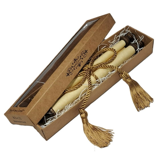 8 1/2 x 11 Blank Rolled Scroll - Color Parchment/Antique Gold - Color Tassel/Old Gold