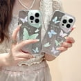 thumbnail image 5 of Designed for iPhone Case,Cute Cartoon Butterfly Pattern Mirror Silicone with Glitter Camera Lens Protection Shockproof Cover Phone Case (iPhone 12 Pro Max,Large), 5 of 6