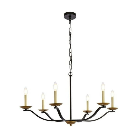 Trey 36 inch pendant in black and brass